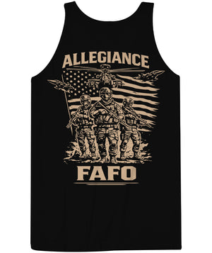 FAFO Tank black featuring military operators and American flag back graphic