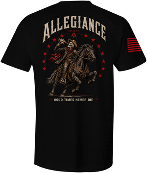 Allegiance Never Die Tee black western skeleton cowboy graphic t-shirt